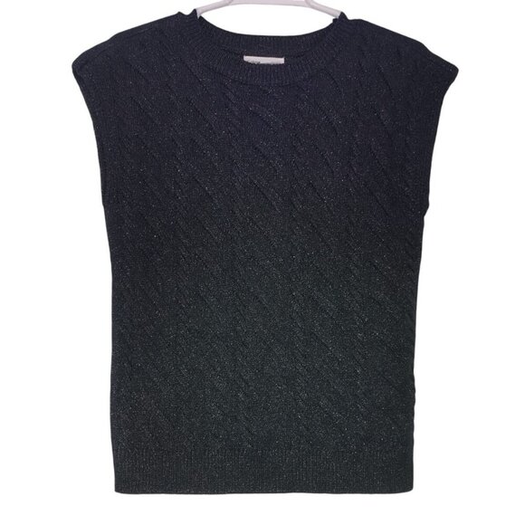 Calvin Klein Jeans Black Sleeveless Knit Top With Metallic Accents, Size S/P - Picture 1 of 8